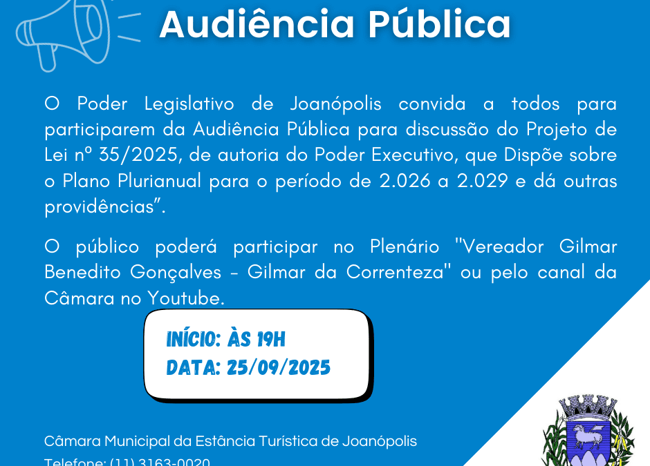 Convocação para Audiência Pública – Projeto de Lei 35/2025