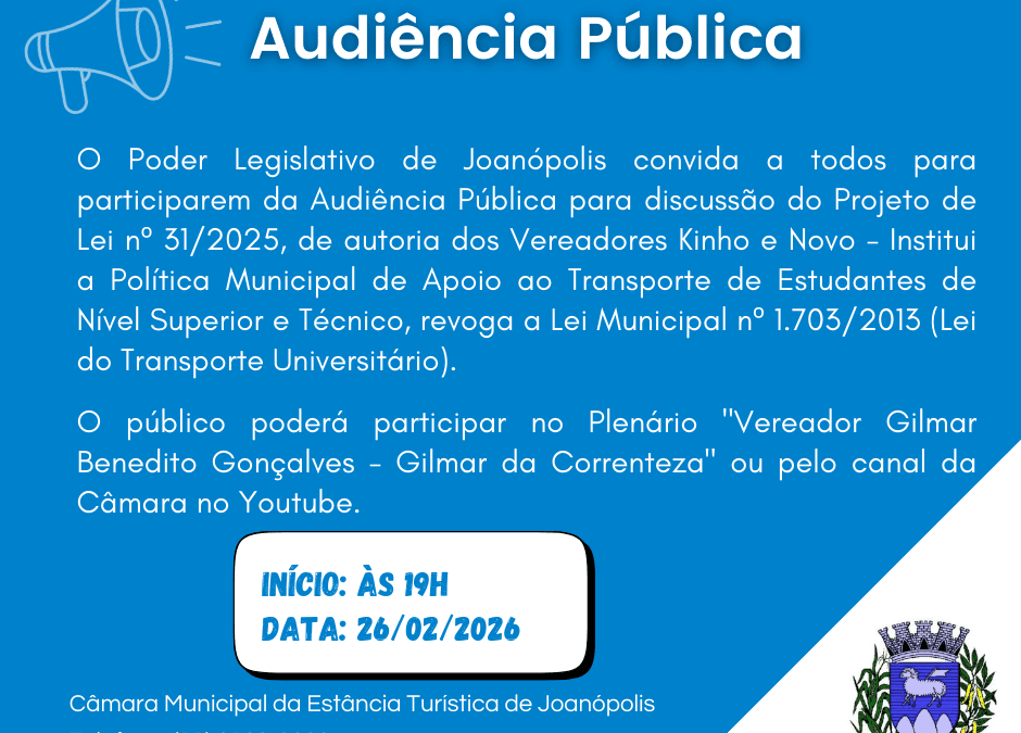 Convocação para Audiência Pública – Projeto Transporte Universitário