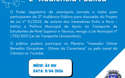 Convocação para 2ª Audiência Pública – Projeto do Transporte Universitário